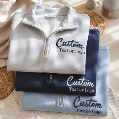 Custom Quarter Zip Sweatshirt, Personalized text Embroidery for Team