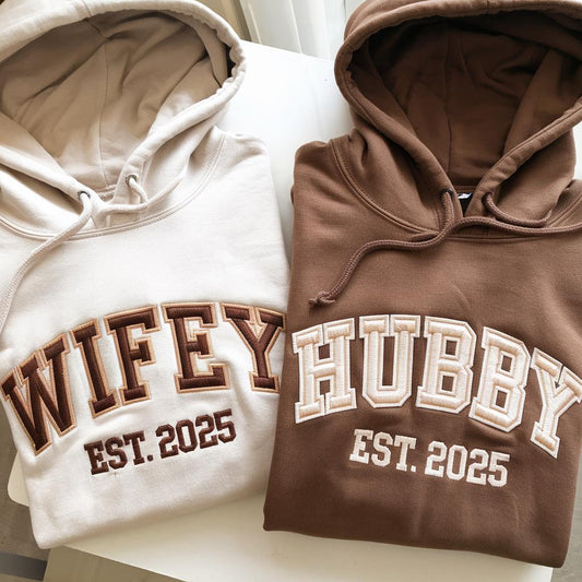 Wifey Hubby Valentine Hoodies Personalized Couple Sweatshirt