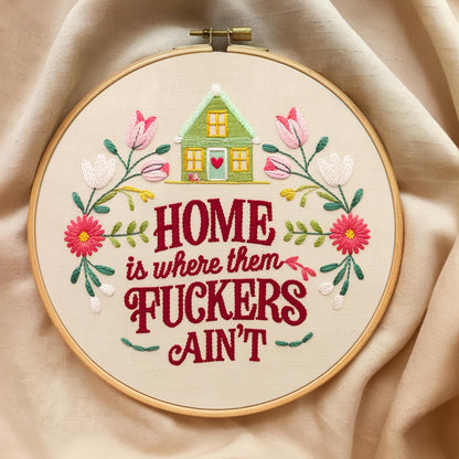 Embroidery Hoop Art, Funny Home Decor Wall Hanging Gift