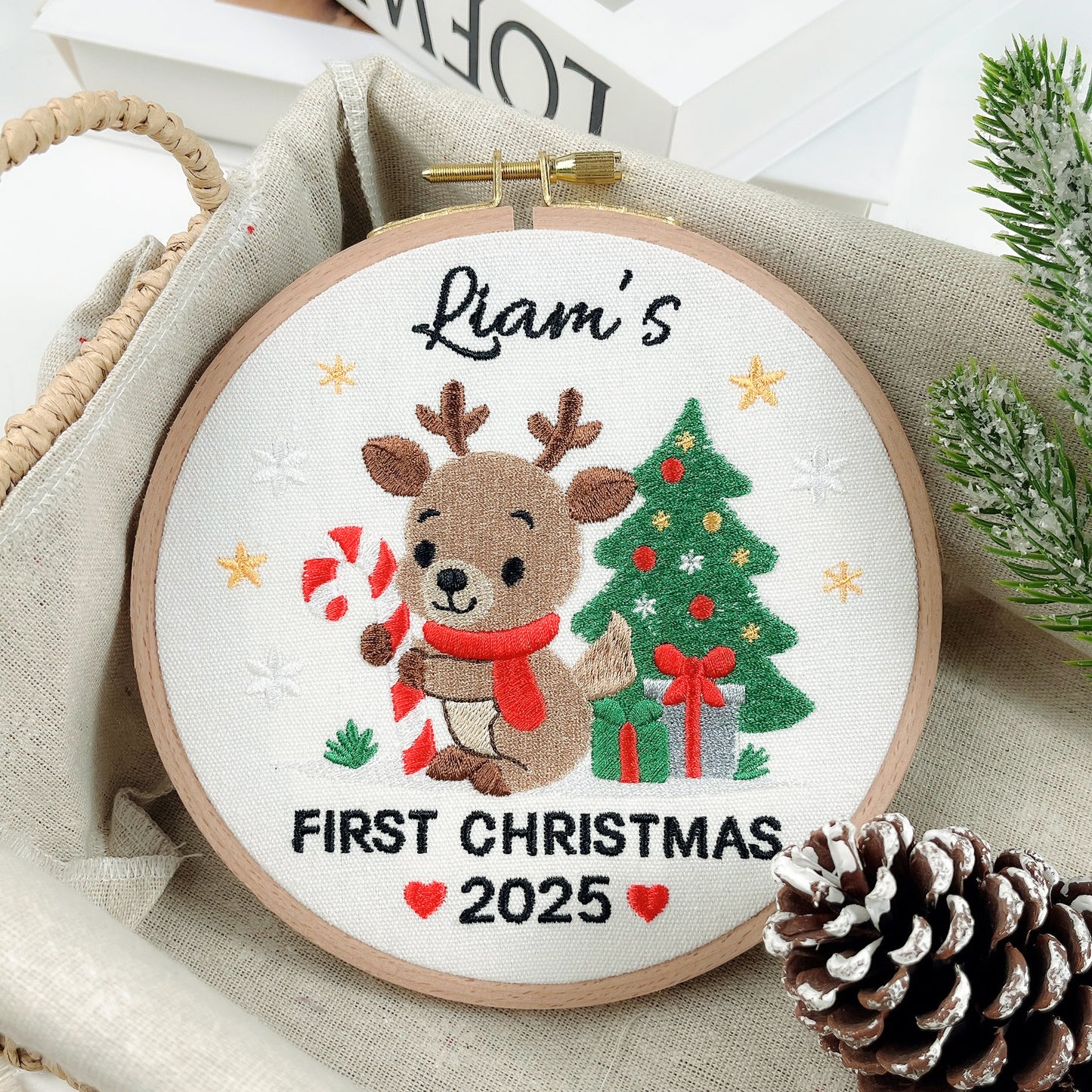 Personalized Baby’s First Christmas Embroidered Ornament