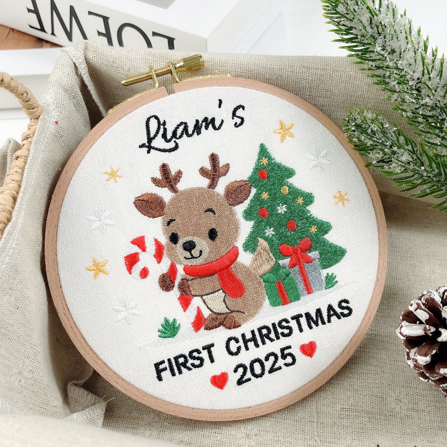 Personalized Baby’s First Christmas Embroidered Ornament