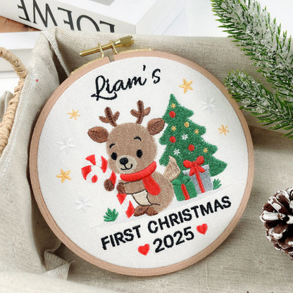 Personalized Baby’s First Christmas Embroidered Ornament
