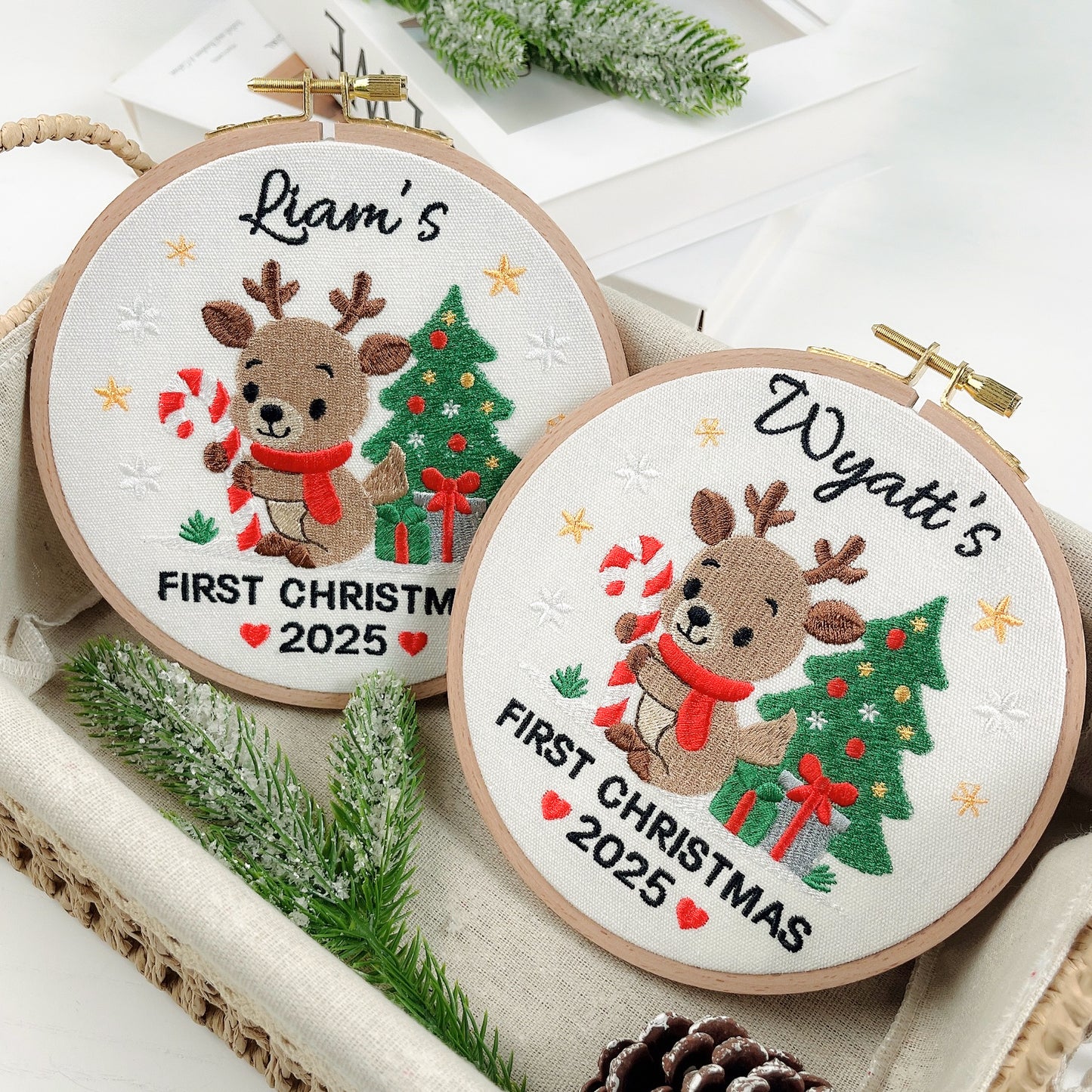 Personalized Baby’s First Christmas Embroidered Ornament