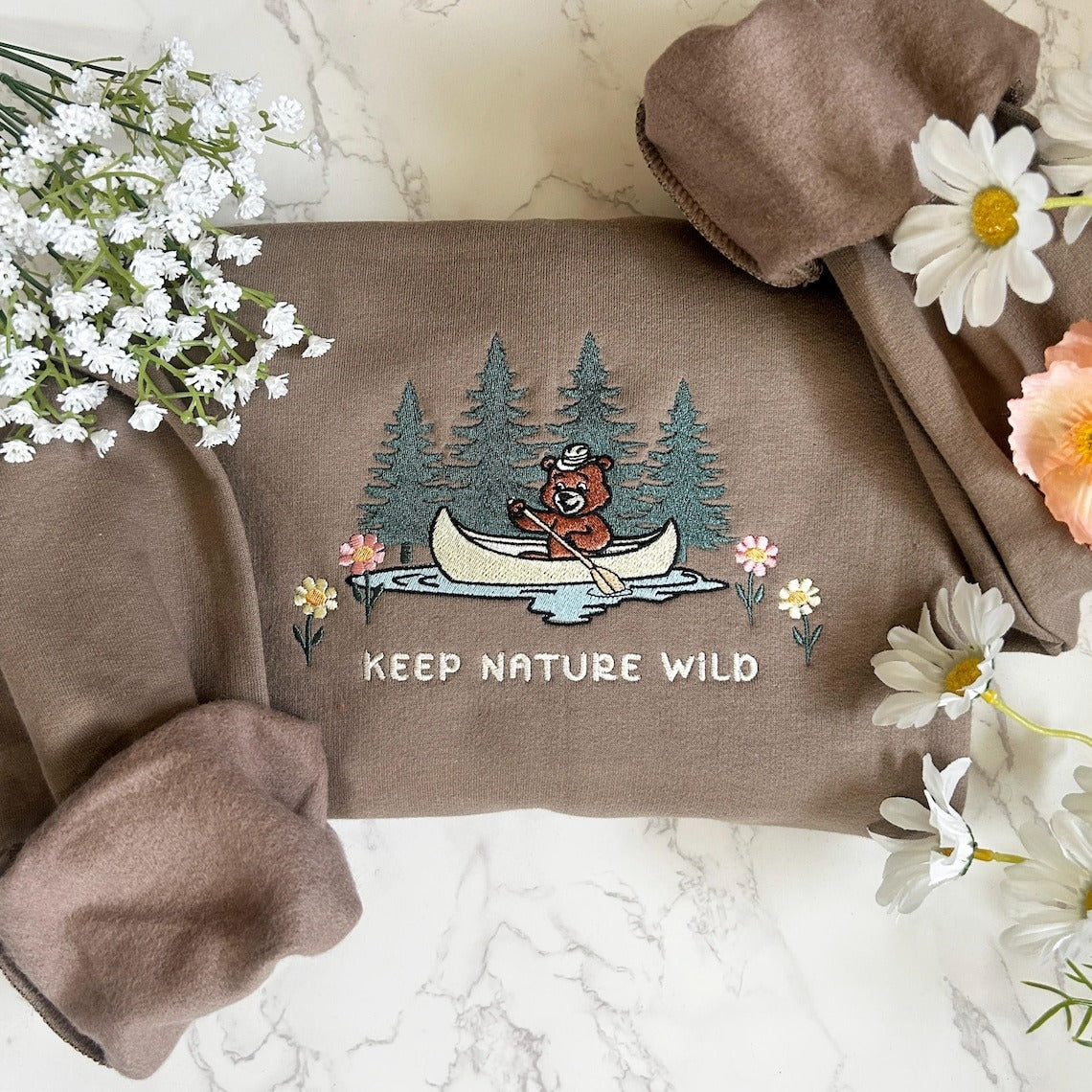 Respect Local Wildlife Keep Nature Wild Embroidered Sweatshirt, Protect National Parks, Camping Outdoor Granola Girl Sweatshirt, Environment