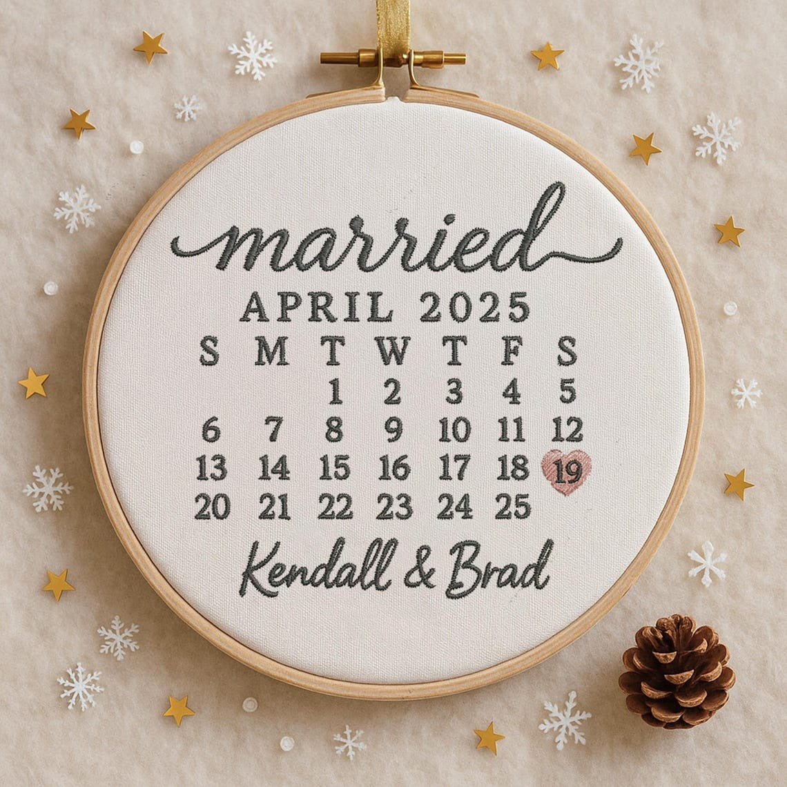 Married Ornament Ornament Calendar Gift - Personalized Calendar Ornament Wedding Gift - Custom Wedding Date Anniversary
