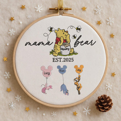 Personalized Mama Bear Christmas Ornament, Mama Est Handmade Ornament, Gift For Mom, Nana, Grandma, Gigi, Decor Xmas