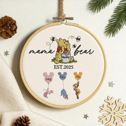 Personalized Mama Bear Christmas Ornament, Mama Est Handmade Ornament, Gift For Mom, Nana, Grandma, Gigi, Decor Xmas