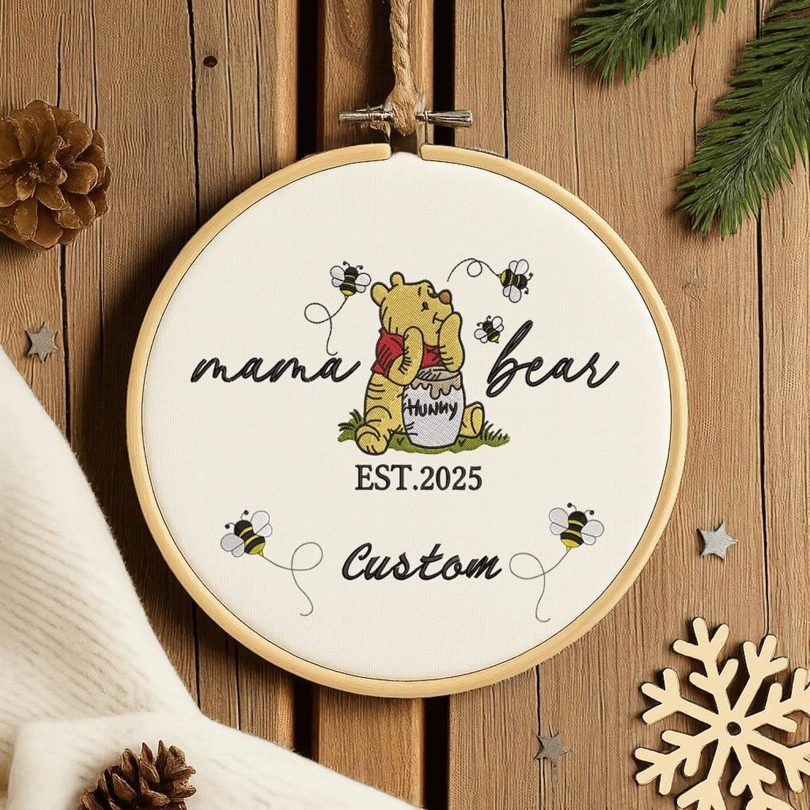Personalized Mama Bear Christmas Ornament, Mama Est Handmade Ornament, Gift For Mom, Nana, Grandma, Gigi, Decor Xmas
