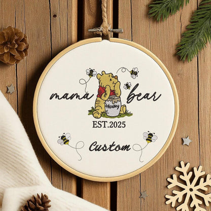 Personalized Mama Bear Christmas Ornament, Mama Est Handmade Ornament, Gift For Mom, Nana, Grandma, Gigi, Decor Xmas
