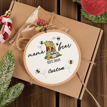 Personalized Mama Bear Christmas Ornament, Mama Est Handmade Ornament, Gift For Mom, Nana, Grandma, Gigi, Decor Xmas