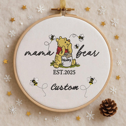 Personalized Mama Bear Christmas Ornament, Mama Est Handmade Ornament, Gift For Mom, Nana, Grandma, Gigi, Decor Xmas