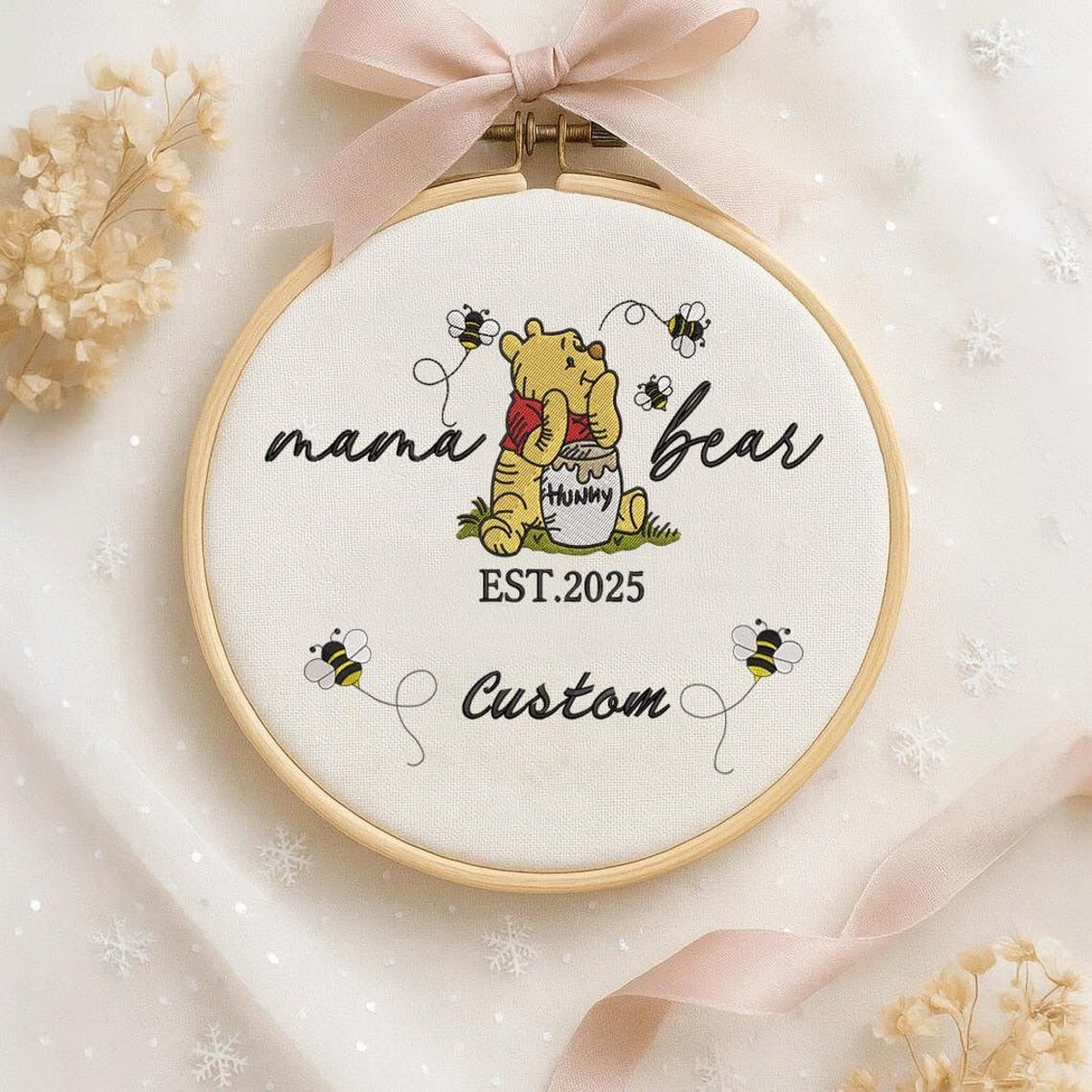 Personalized Mama Bear Christmas Ornament, Mama Est Handmade Ornament, Gift For Mom, Nana, Grandma, Gigi, Decor Xmas
