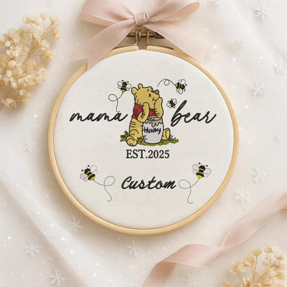 Personalized Mama Bear Christmas Ornament, Mama Est Handmade Ornament, Gift For Mom, Nana, Grandma, Gigi, Decor Xmas