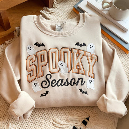 EMBROIDERED SPOOKY SEASON Sweatshirt Embroidered Sweatshirt Halloween Sweatshirt Spooky Season Crewneck Halloween Crewneck Halloween Sweater