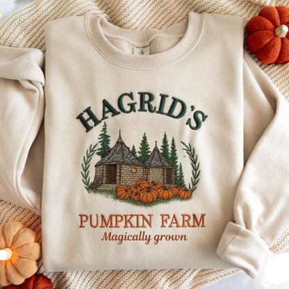 Embroidered Hagrids Pumpkin Sweatshirt, Hagdrid's Pumpkin Farm Sweatshirt,Fall Sweatshirt, Spooky Season Sweatshirt, Thanksgiving Sweatshirt