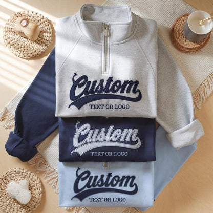 Custom Quarter Zip Sweatshirt, Personalized text Embroidery for Team