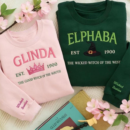 Elphaba Glinda Embroidered Sweatshirt, Wicked Musical Movie Fan Gift