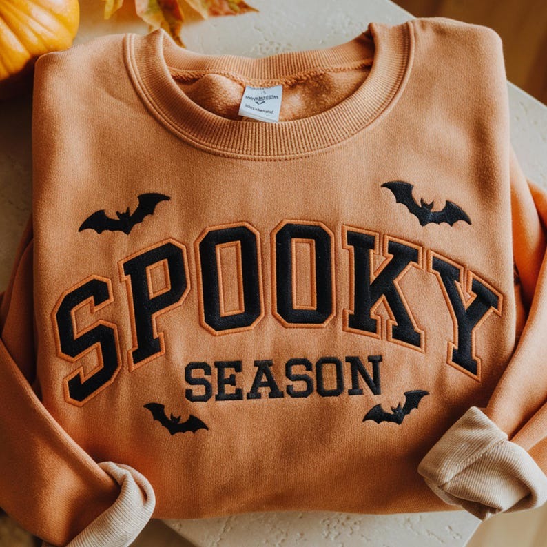 Spooky Season Embroidered Sweatshirt, Spooky Halloween Shirt, Women Halloween Shirt, Spooky Fall Shirt, Halloween Gift Tee, Women Spooky Tee