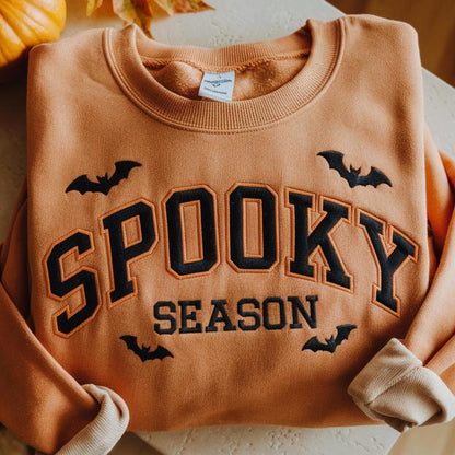 Spooky Season Embroidered Sweatshirt, Spooky Halloween Shirt, Women Halloween Shirt, Spooky Fall Shirt, Halloween Gift Tee, Women Spooky Tee