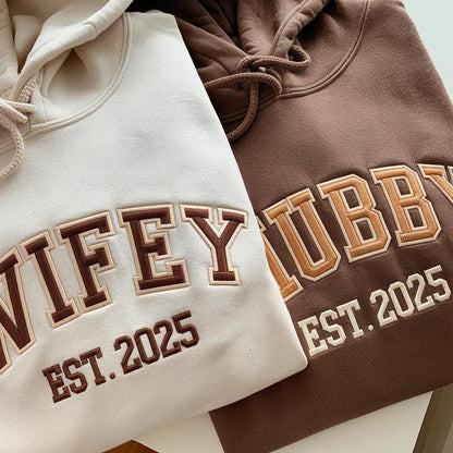 Wifey Hubby Valentine Hoodies Personalized Couple Sweatshirt