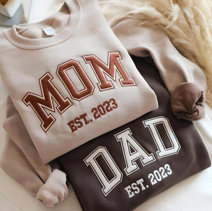 Personalized Mom and Dad EST Sweatshirts, Valentine Matching Couple Gift