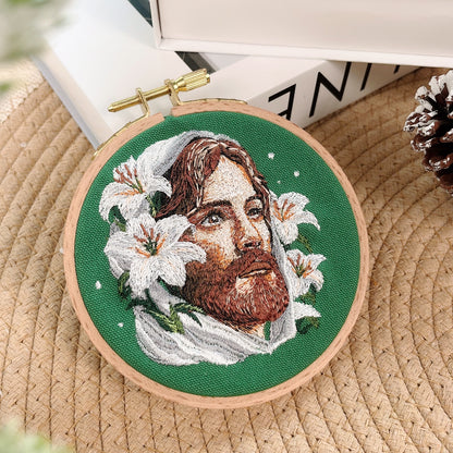 Jesus Embroidery Hoop Ornament, Embroidered Christmas Faith Decor