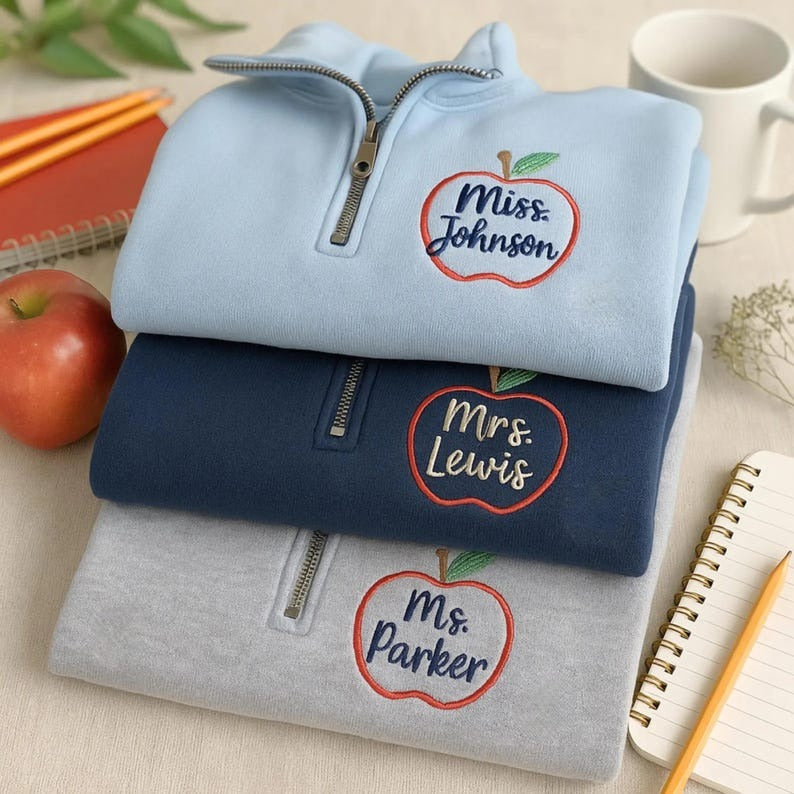Custom Quarter Zip Sweatshirt, Personalized text Embroidery for Team