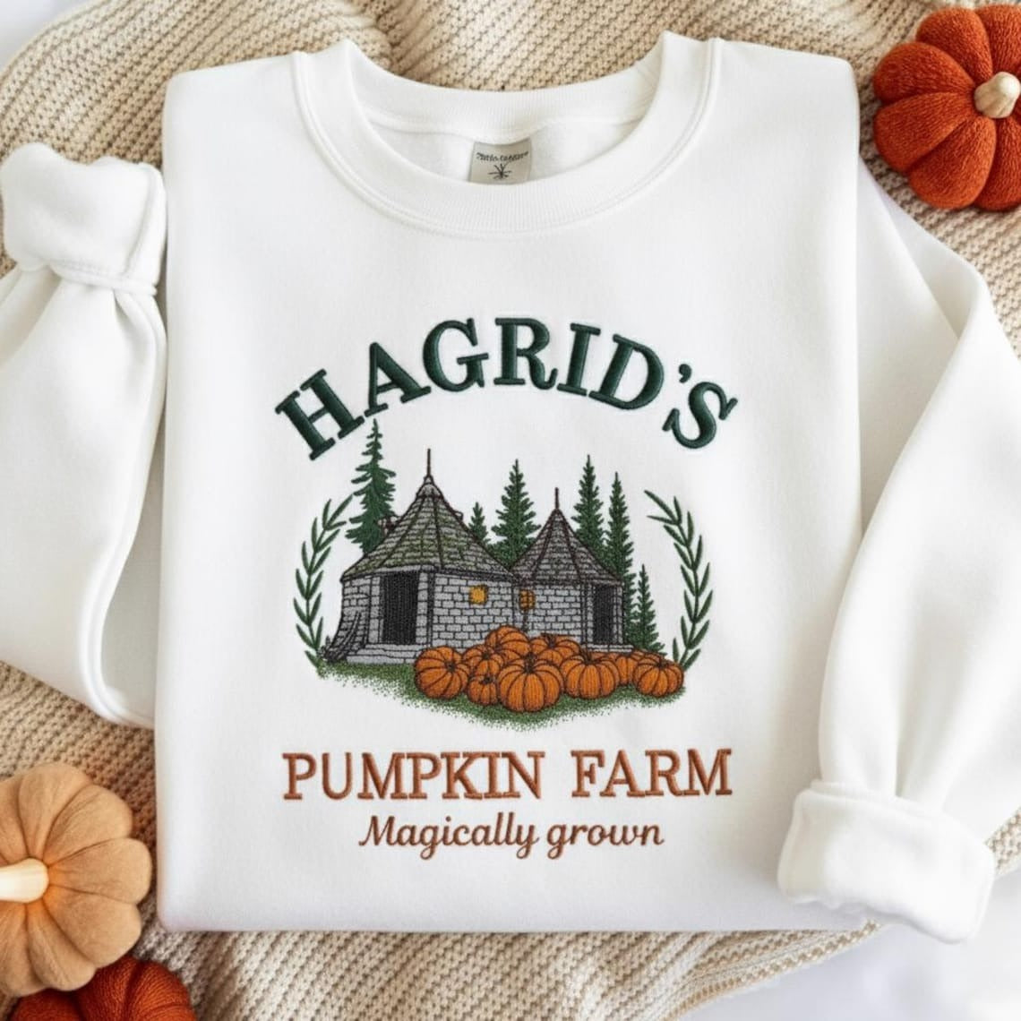 Embroidered Hagrids Pumpkin Sweatshirt, Hagdrid's Pumpkin Farm Sweatshirt,Fall Sweatshirt, Spooky Season Sweatshirt, Thanksgiving Sweatshirt