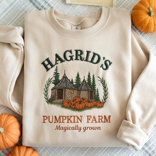 Embroidered Hagrids Pumpkin Sweatshirt, Hagdrid's Pumpkin Farm Sweatshirt,Fall Sweatshirt, Spooky Season Sweatshirt, Thanksgiving Sweatshirt