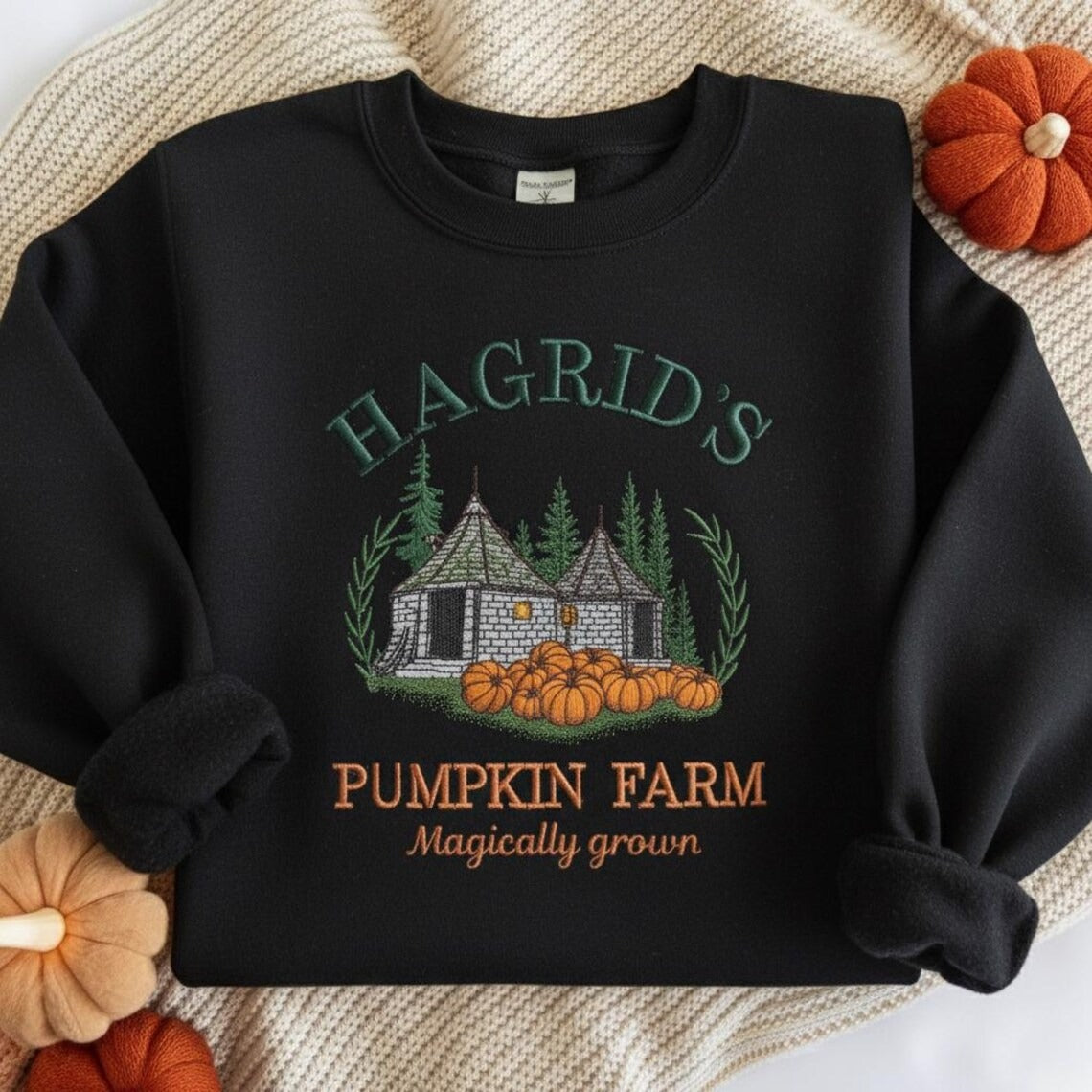 Embroidered Hagrids Pumpkin Sweatshirt, Hagdrid's Pumpkin Farm Sweatshirt,Fall Sweatshirt, Spooky Season Sweatshirt, Thanksgiving Sweatshirt