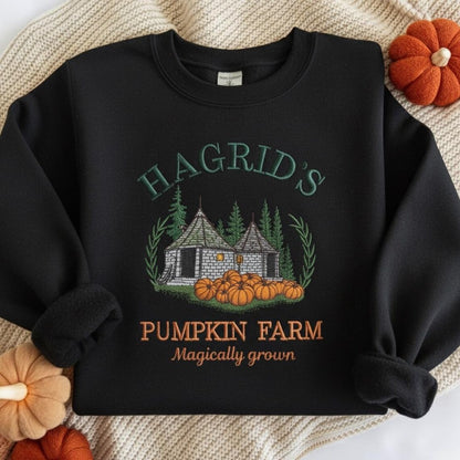 Embroidered Hagrids Pumpkin Sweatshirt, Hagdrid's Pumpkin Farm Sweatshirt,Fall Sweatshirt, Spooky Season Sweatshirt, Thanksgiving Sweatshirt