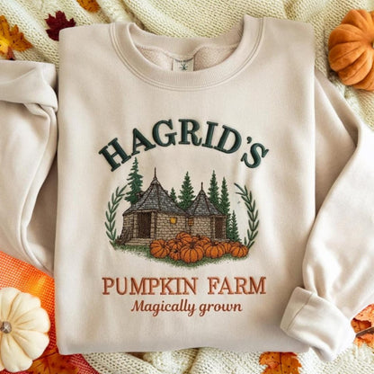 Embroidered Hagrids Pumpkin Sweatshirt, Hagdrid's Pumpkin Farm Sweatshirt,Fall Sweatshirt, Spooky Season Sweatshirt, Thanksgiving Sweatshirt