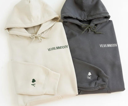 Matching Roman Numeral Hoodies Custom Valentine’s Gift for Couples