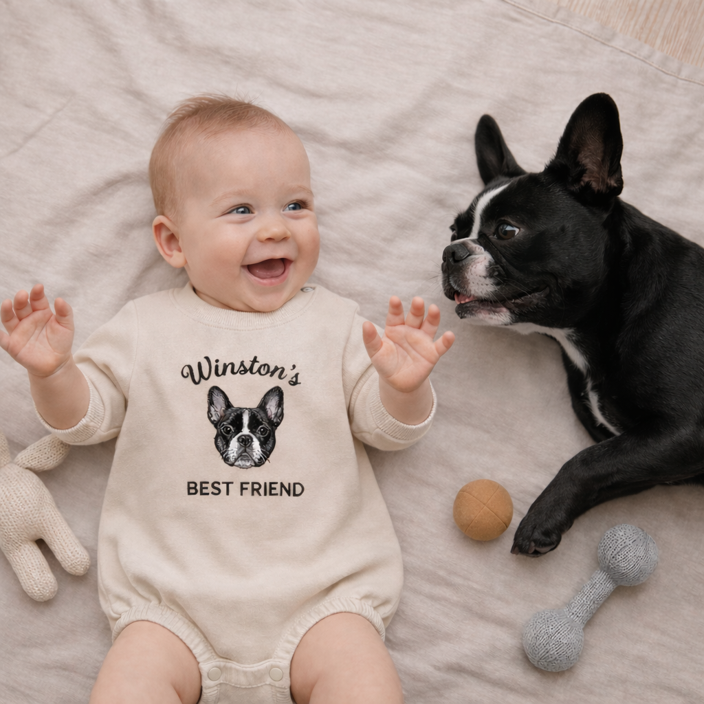 French Bulldog Baby Onesie – Personalized Embroidered Gift for Mom