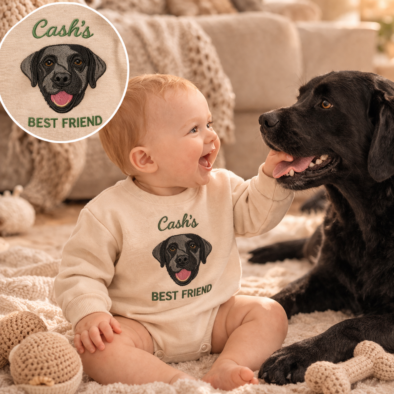 Labrador Retriever Baby Onesie – Personalized Embroidered Gift for Mom