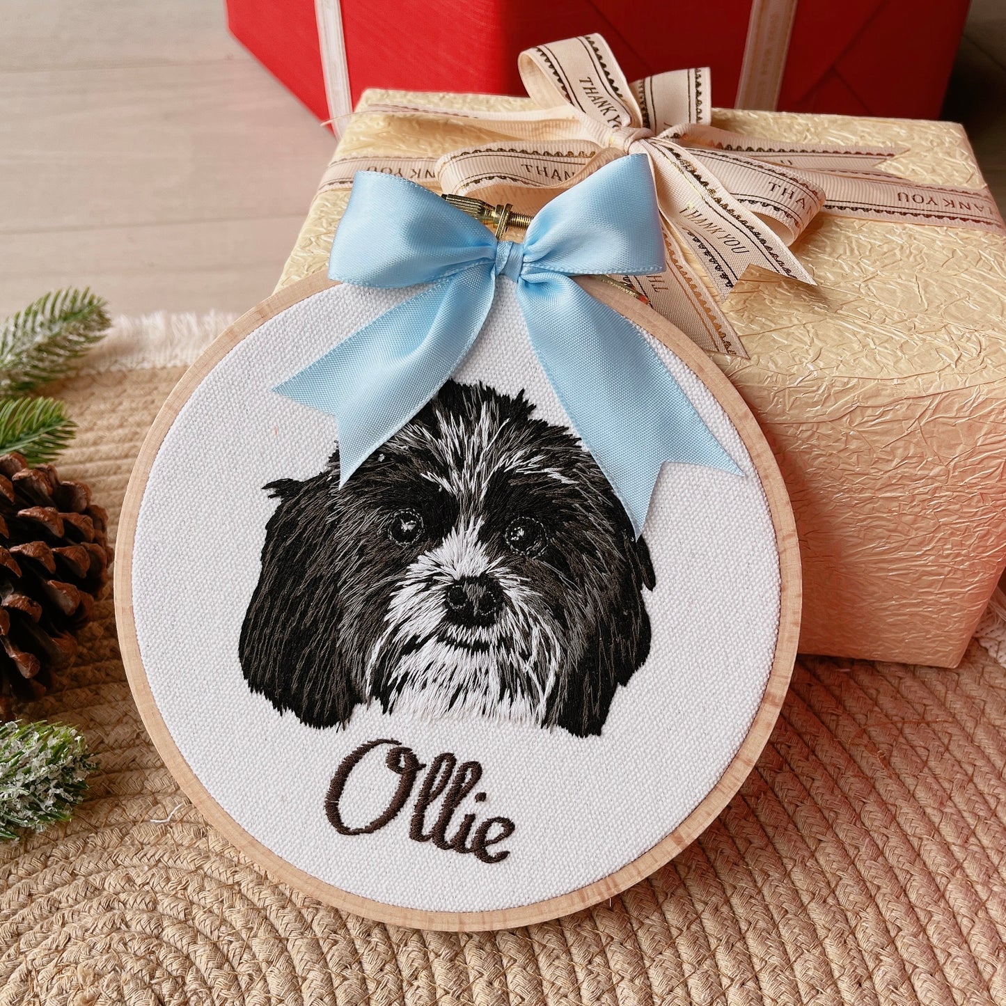 Custom Pet Portrait Christmas Ornament