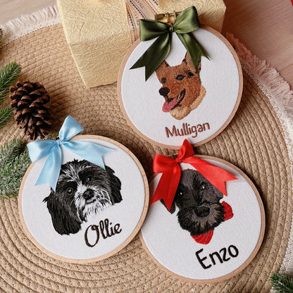 Custom Pet Portrait Christmas Ornament