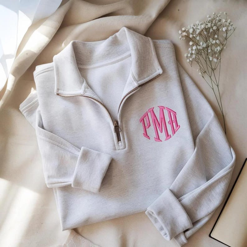 Custom Logo Quarter Zip Sweatshirt, Text Embroidery for Team