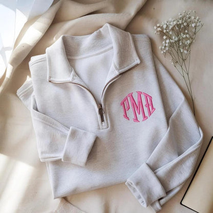 Custom Logo Quarter Zip Sweatshirt, Text Embroidery for Team