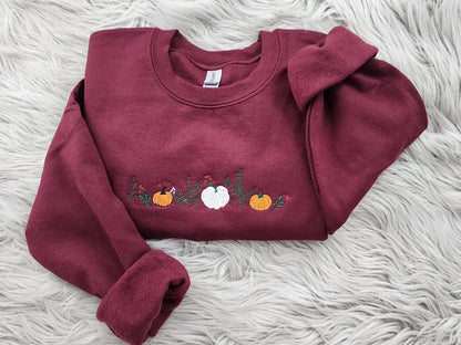 Embroidered Fall Enchanted Pumpkins Crewneck: Autumn Sweatshirt, Pumpkin Forest