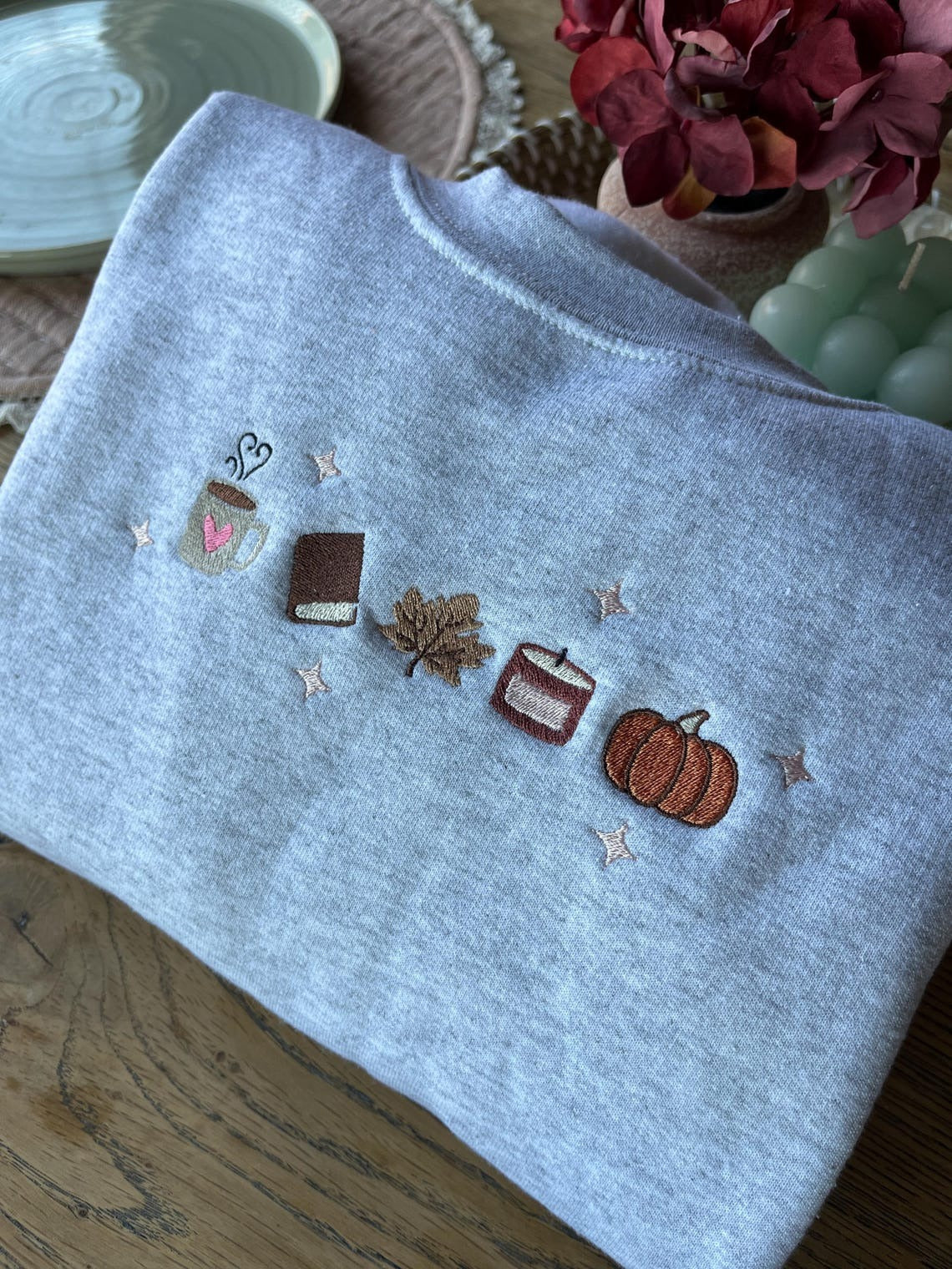 Book Lover Fall Embroidered Sweatshirt, Women's Fall Bookish Sweatshirt, Book Lover Gift, Cute Autumn Pumpkin Coffee Shirt, Cozy Fall Shirt