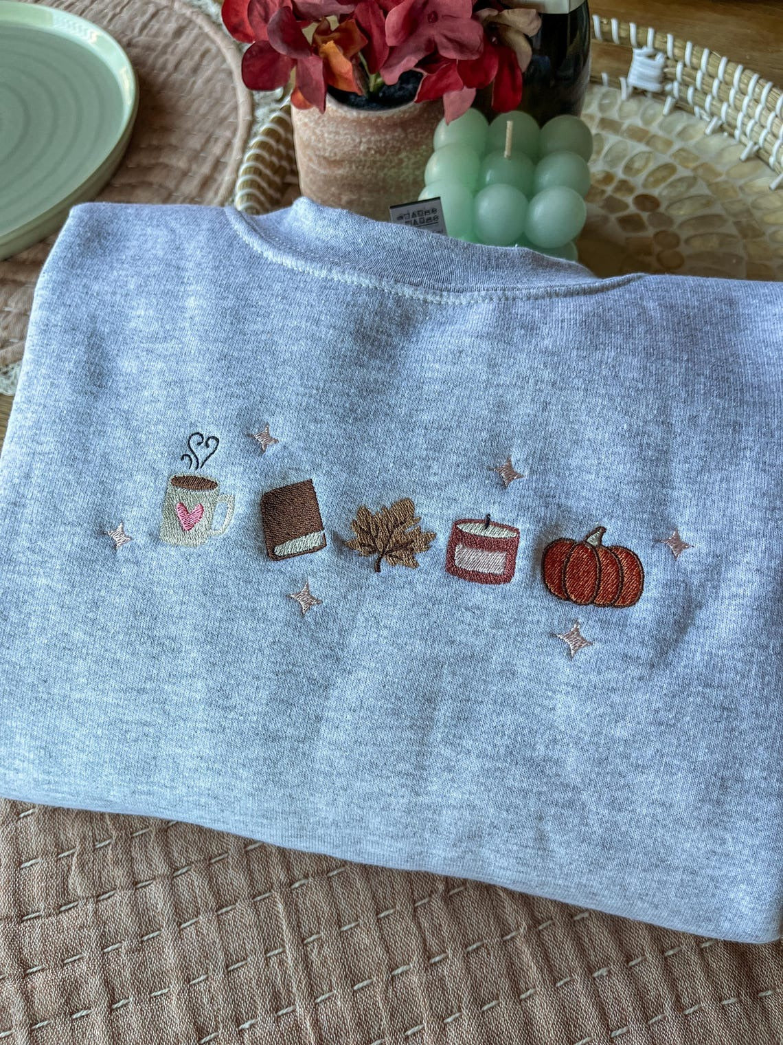 Book Lover Fall Embroidered Sweatshirt, Women's Fall Bookish Sweatshirt, Book Lover Gift, Cute Autumn Pumpkin Coffee Shirt, Cozy Fall Shirt