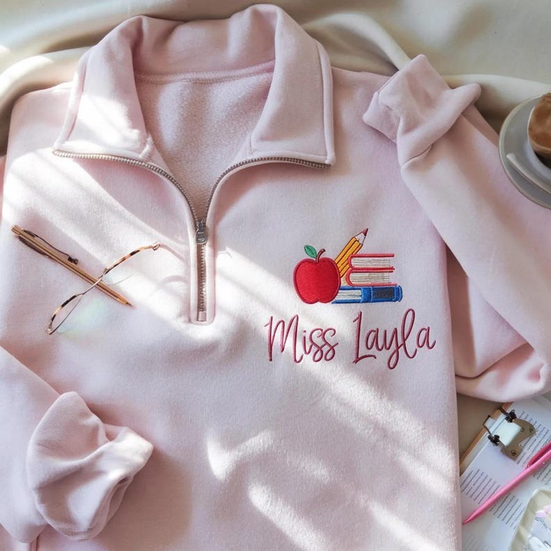Custom Quarter Zip Sweatshirt, Personalized text Embroidery for Team