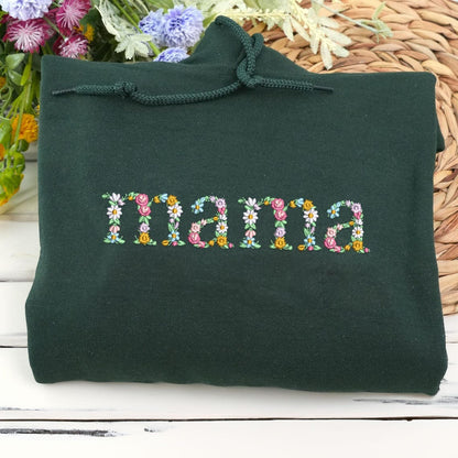 Custom Embroidered Floral Letter Sweatshirt, Custom Text Sweatshirt with Flowers, Personalized Christmas Gift, Custom Embroidered Crewneck