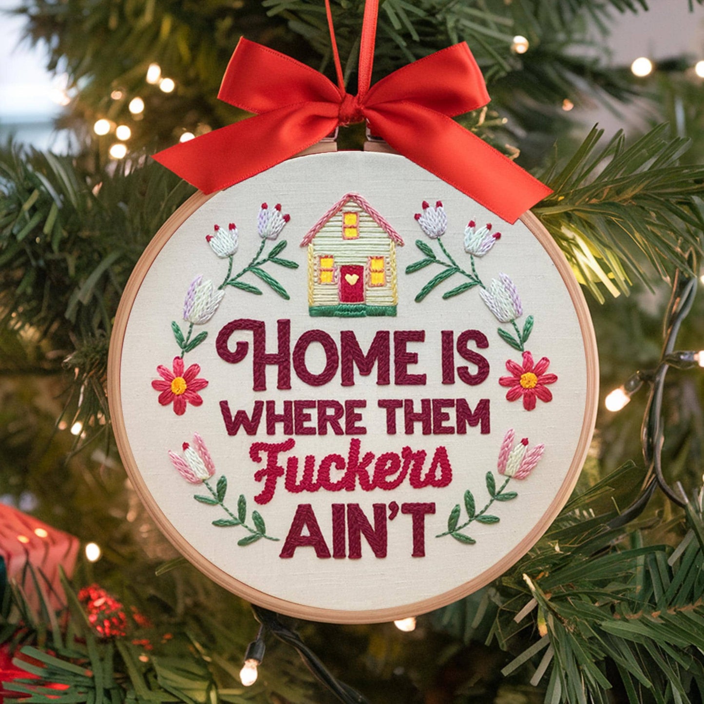 Embroidery Hoop Art, Funny Home Decor Wall Hanging Gift