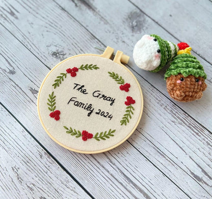 Hand Embroidered Baby's first Christmas Ornament, Custom Embroidered Hoop Ornament, Christmas Decor, Holiday Decor, Christmas Tree Decor.