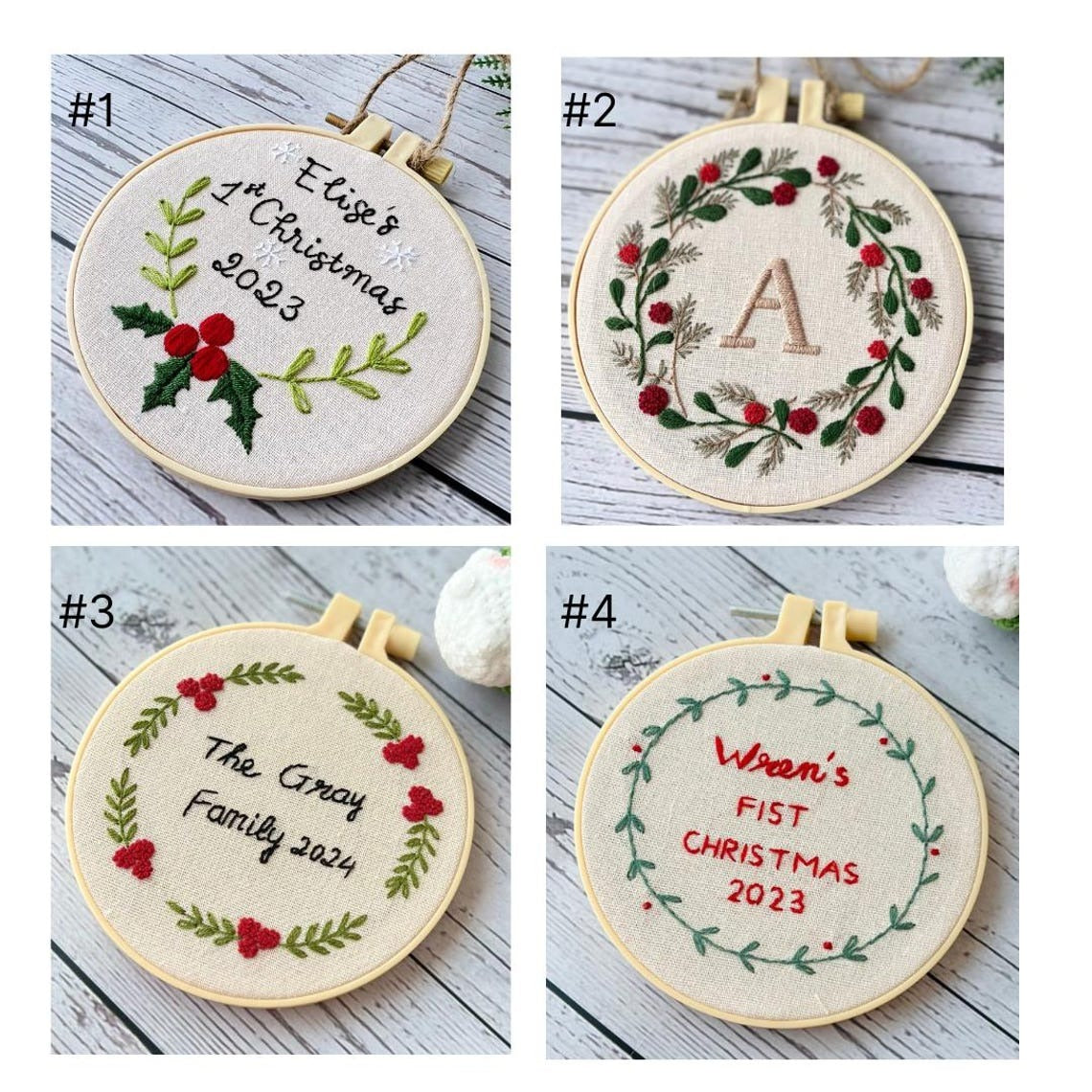 Hand Embroidered Baby's first Christmas Ornament, Custom Embroidered Hoop Ornament, Christmas Decor, Holiday Decor, Christmas Tree Decor.