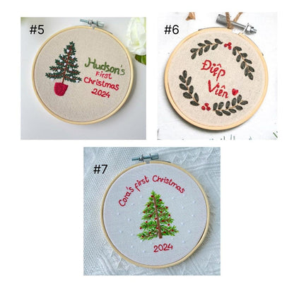 Hand Embroidered Baby's first Christmas Ornament, Custom Embroidered Hoop Ornament, Christmas Decor, Holiday Decor, Christmas Tree Decor.