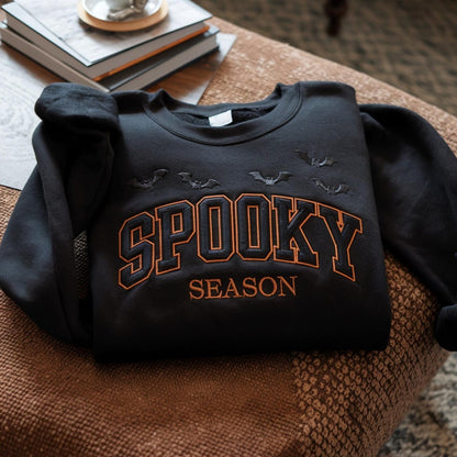 EMBROIDERED SPOOKY SEASON Sweatshirt Embroidered Sweatshirt Halloween Sweatshirt Spooky Season Crewneck Halloween Crewneck Halloween Sweater