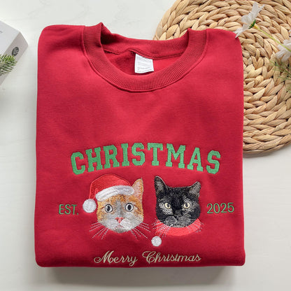 Personalized Pet Face Christmas Embroidered Sweatshirt